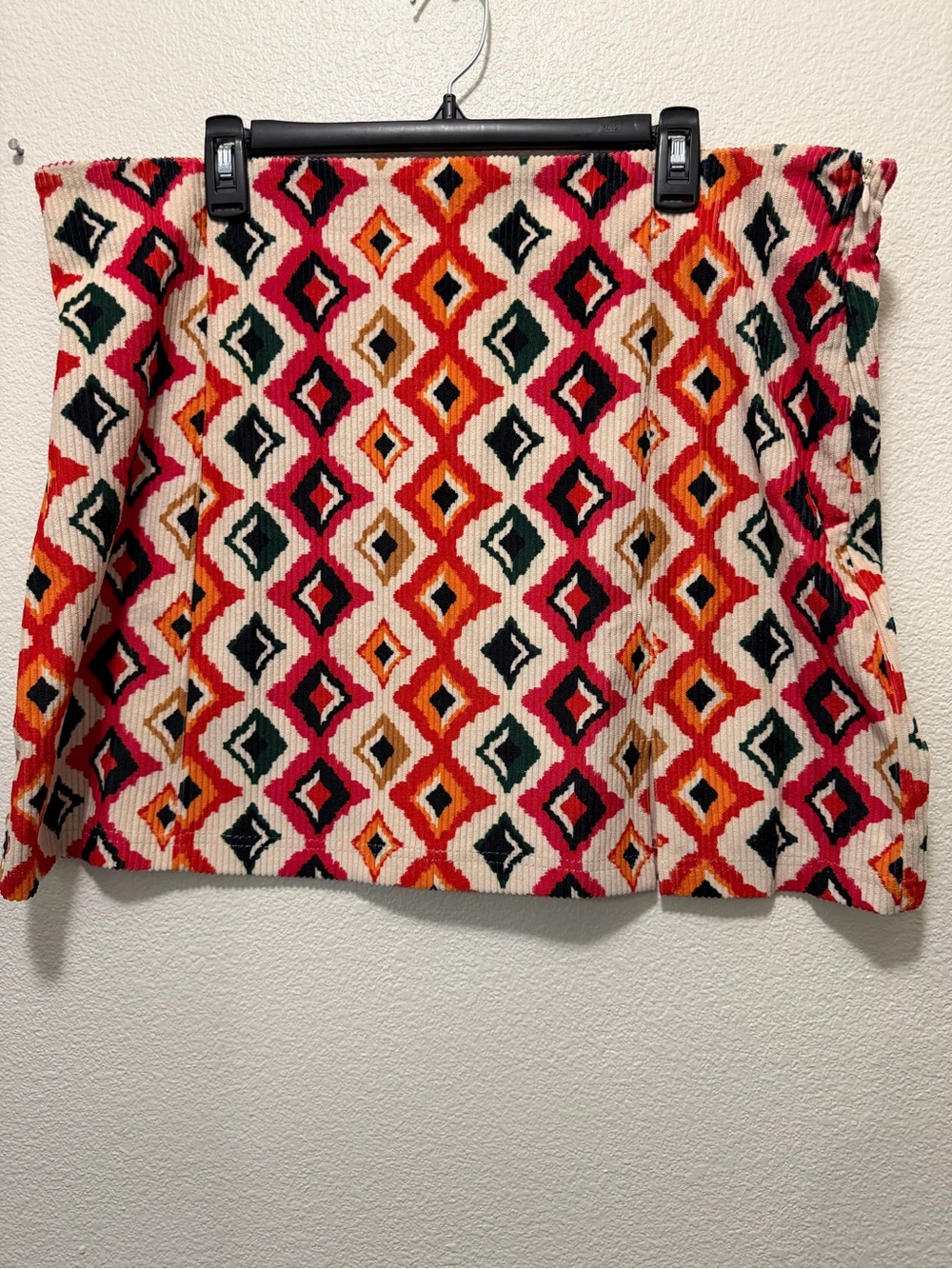 Savanna Jane tan multi color corduroy mini western skirt, 1X